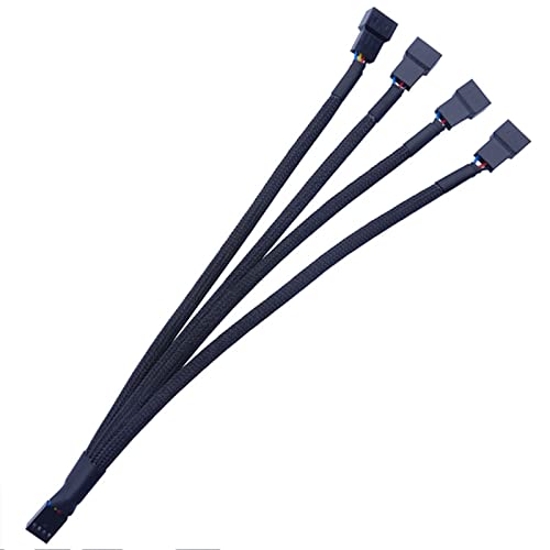 Fcnjsao 27 cm 4-Wege PWM Lüfter Splitter Schwarz Ummanteltes 4-poliges Kabel 4-poliger PWM Anschluss Lüfter Verlängerungskabel Außendurchmesser 1 4 Mm von Fcnjsao