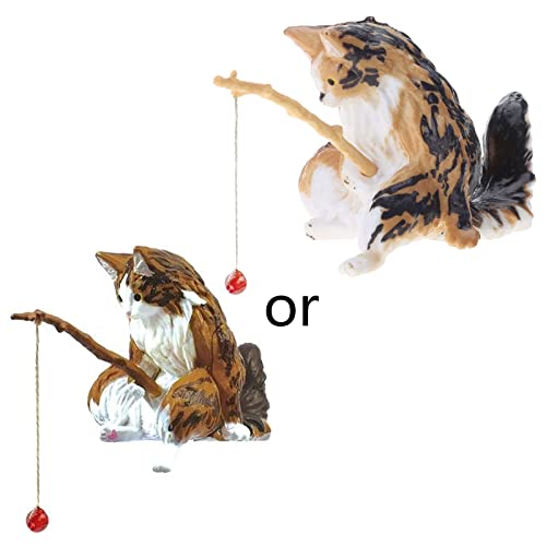 Fcnjsao Aquarium Landschaftsbau Angeln Katze Ornamente Harz Figur Cartoon Katze Statue Für Home Office Aquarium Dekoration von Fcnjsao