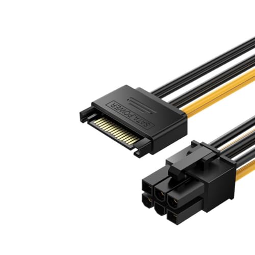 Fcnjsao Sata15-poliger auf 6-poliger Stecker, Kabel für GPU-Stromversorgungskabel, Netzteil-Verlängerung, Computer-Netzkabel, 20 cm von Fcnjsao