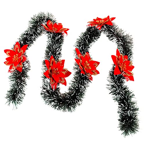 Fcnjsao Schlichtes schwarz-grünes Rattan mit roter Schleife, lange Blumen, Weihnachten, Outdoor, Innenbereich, Länge 2 m Fcnjsao Schlichtes schwarz-grünes Rattan mit roter Schleife, lange Blumen, Weihnachten, Outdoor, Innenbereich, Länge 2 m von Fcnjsao