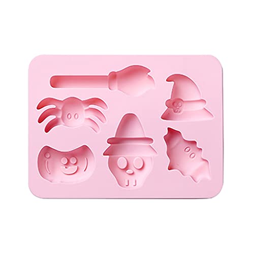 Halloween-Silikon-Kuchenform, 6 Löcher, mit Hexenhut, Besen, Kürbis, Fledermaus, Totenkopf, zwei Farben zur Auswahl Halloween-Silikon-Kuchenform, 6 Löcher, mit Hexenhut, Besen, Kürbis, Fledermaus, Totenkopf, zwei Farben zur Auswahl von Fcnjsao