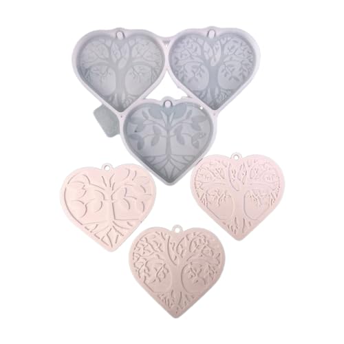 Silikonform Lebensbaum Form Schlüsselringform Epoxidharzform Herz/runder Schlüsselbundschmuck Für DIYS Enthusiasten Machen von Fcnjsao