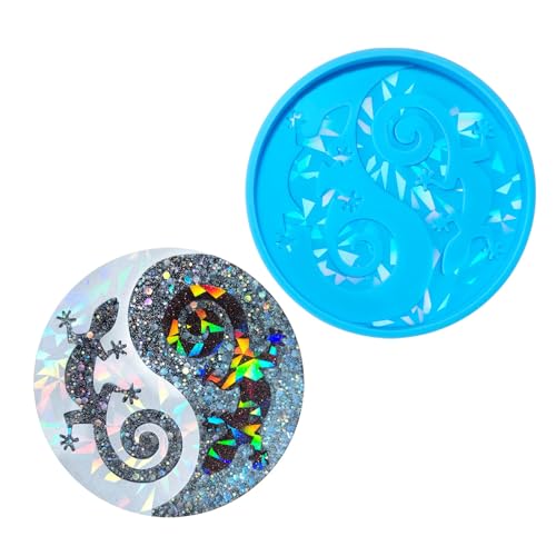 Tier-Epoxidharz-Untersetzer-Form, Silikon-Tierform für Epoxidharz-Untersetzer mit Holografie-Funktion von Fcnjsao