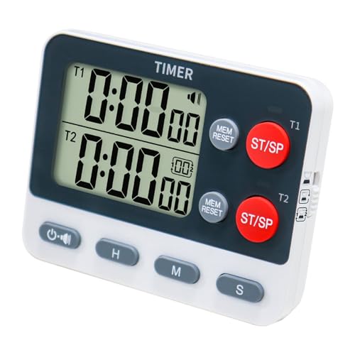 Tragbarer 2 Kanal Kochtimer Mit Großem Display Und Einstellbarer Sound ABS Textur Perfekt Zum Kochen Und Training von Fcnjsao