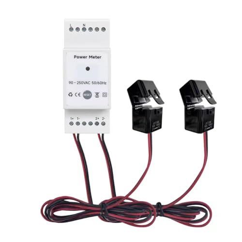 Fcuajdkq Tuya Smart Life WiFi Energiezähler Bidirektional 2 Kanal Din Rail mit 80A CT App Monitor Export und Import Strom von Fcuajdkq