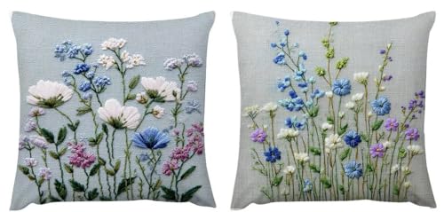 Blumen Kissenbezug 65x652er Set Outdoor Herbst Kissen Dekokissenbezug Leinen Kissenhülle Aussicht Kissenbezüge Weihnachtsdeko Kissenhüllen Sofa Schlafzimmer Wohnzimmer Balkon Geschenke Frauen zj-450 von Fcunjuun