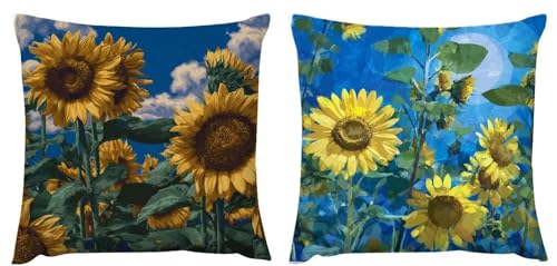 Kissenbezug 35x35 Sonnenblumen 2er Set Samt Kissenbezüge Deko Wohnzimmer Kissenhüllen Himmel Herbst Dekokissenbezug, Geschenke für Frauen Schlafzimmer Stuhl, Garten Wohnzimmer Couch Zierkissen zj-253 Kissenbezug 35x35 Sonnenblumen 2er Set Samt Kissenbezüge Deko Wohnzimmer Kissenhüllen Himmel Herbst Dekokissenbezug, Geschenke für Frauen Schlafzimmer Stuhl, Garten Wohnzimmer Couch Zierkissen zj-253 von Fcunjuun