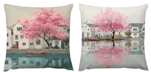 Kissenbezug 40x40 Rosa 2er Set Samt Kissenbezüge Deko Wohnzimmer Kissenhüllen Stadt Herbst Dekokissenbezug, Geschenke für Frauen Schlafzimmer Stuhl, Bett, Garten Wohnzimmer Couch Zierkissen zj-443 Kissenbezug 40x40 Rosa 2er Set Samt Kissenbezüge Deko Wohnzimmer Kissenhüllen Stadt Herbst Dekokissenbezug, Geschenke für Frauen Schlafzimmer Stuhl, Bett, Garten Wohnzimmer Couch Zierkissen zj-443 von Fcunjuun