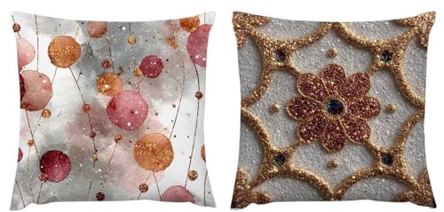 Kissenbezug 45x45 Geometrie 2er Set Samt Kissenbezüge Deko Wohnzimmer Kissenhüllen Moderne Herbst Dekokissenbezug, Geschenke für Frauen Schlafzimmer Stuhl, Garten Wohnzimmer Couch Zierkissen zj-437 von Fcunjuun