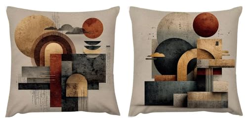 Kissenbezug 65x65 Geometrie 2er Set Leinen Kissenbezüge Deko Wohnzimmer Kissenhüllen Moderne Herbst Dekokissenbezug, Geschenke für Frauen Schlafzimmer Stuhl, Garten Wohnzimmer Couch Zierkissen zj-433 Kissenbezug 65x65 Geometrie 2er Set Leinen Kissenbezüge Deko Wohnzimmer Kissenhüllen Moderne Herbst Dekokissenbezug, Geschenke für Frauen Schlafzimmer Stuhl, Garten Wohnzimmer Couch Zierkissen zj-433 von Fcunjuun