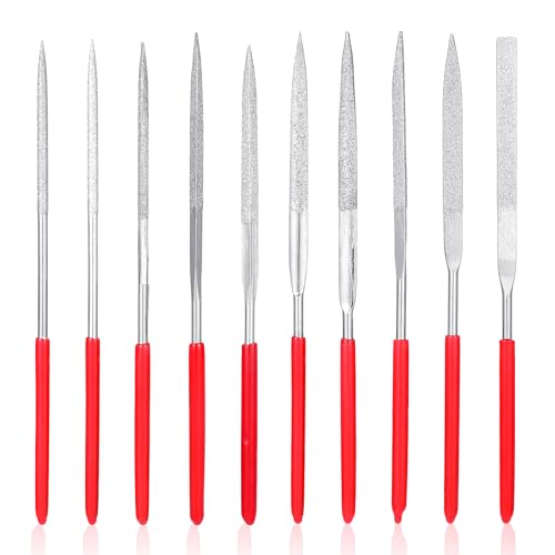 10 Stück Mini Diamond Files Set Mini Feilen Set Diamant Nadelfeile Nadelfeilen Metall Diamant-Feilen-Set Diamantbeschichtetes Werkzeug Feilen Diamant für Holz Stein Kunststoff(3 x 140mm) von FdcLixuvol