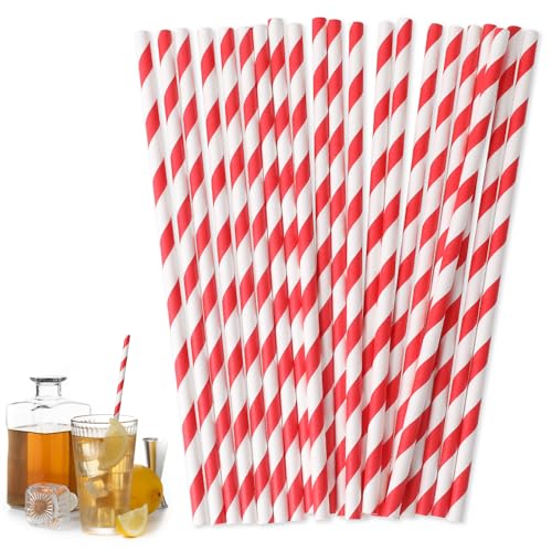 Papierstrohhalme, 100 Stück 19.6cm Rot Weiß Gestreifte Strohhalme Papier Biologisch Abbaubare Trinkhalme Umweltfreundlich Cocktail Strohhalme für Restaurants Bars Party Kaffee Saft Papierstrohhalme, 100 Stück 19.6cm Rot Weiß Gestreifte Strohhalme Papier Biologisch Abbaubare Trinkhalme Umweltfreundlich Cocktail Strohhalme für Restaurants Bars Party Kaffee Saft von FdcLixuvol