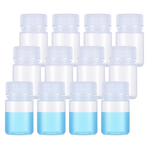12 Stück Plastikflasche, Kunststoff-Flasche mit breiter Öffnung PP Pröbchen Fläschchen kleine Flaschen zum Befüllen kleine Plastikflaschen für Kosmetik Camping Reisen Shampoo Lotion Saft Milch Wasser von FdcLixuvol