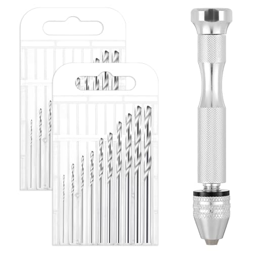 21 Stück Handbohrer Set, Handbohrer für Epoxidharz Mini Bohrmaschine Pin Vise Handbohr mit 20 Spiralbohrer(0.8-3.0mm) Precision Handbohrers Bit für Gießharz Bohren, Modellbau, Bastelarbeiten von FdcLixuvol