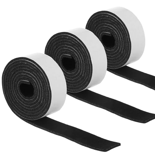 3 Rolle Filzstreifen Selbstklebend 2m x 2,2cm Selbstklebend Filzgleiter Möbelpads Rolle für Hartholzböden zur Vermeidung von Schalldämmung Kratzern (Schwarz) von FdcLixuvol
