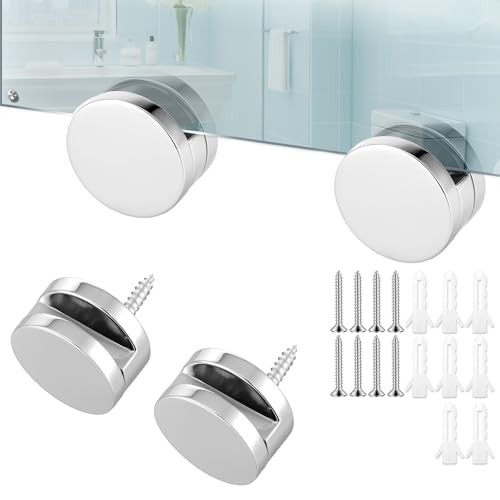 4 Stück Metall Glashalter Edelstahl Spiegelhalterung Rund Glashalter Spiegelhalterung Aufhänger Mit Langen Schrauben Und Expansionsrohr Für 3-5mm Rahmenlose Dickes Glas Spiegel Bilder Wandmontage von FdcLixuvol