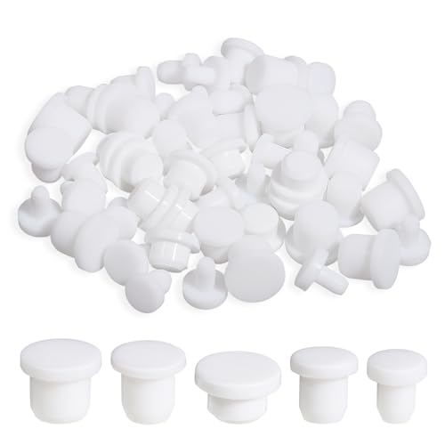 50 Stück Silikon Lochstopfen 5 Größen Rund Weiß Gummi Wasserdicht Passend Gummistopfen Möbel Lochabdeckung für Löcher Mit 4-9.5mm Innendurchmesser Flaschen Rohre Wiederverwendbar 50 Stück Silikon Lochstopfen 5 Größen Rund Weiß Gummi Wasserdicht Passend Gummistopfen Möbel Lochabdeckung für Löcher Mit 4-9.5mm Innendurchmesser Flaschen Rohre Wiederverwendbar von FdcLixuvol