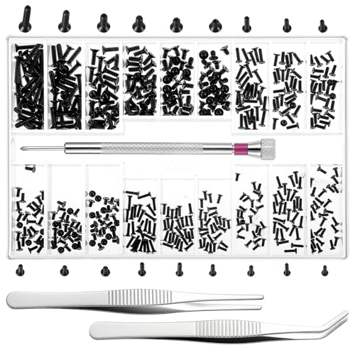 500 Stück Winzige Schrauben Sortimentsset, Laptop-Schrauben mit Pinzette M1.2/M1.4/M2.0, kleine Computer-Ersatzschraube, schwarz, Computer-Elektronikschraube für Brillen, Uhren 500 Stück Winzige Schrauben Sortimentsset, Laptop-Schrauben mit Pinzette M1.2/M1.4/M2.0, kleine Computer-Ersatzschraube, schwarz, Computer-Elektronikschraube für Brillen, Uhren von FdcLixuvol