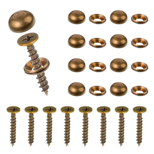 8 Stück Dekorative Messingschrauben mit Kappen, Selbstschneidende Schraube Messing Zierschrauben Schrauben mit Abdeckkappe Zierschrauben Fensterschrauben für Dekorative Spiegel, Möbel,Tische (15 mm) von FdcLixuvol