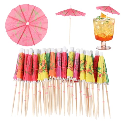 Cocktail-Regenschirme für Getränke, 10,2 cm, bunt, kleine Papier-Getränkeschirme, Cocktail-Zubehör, Zahnstocher, tropische Dekoration, Sommer, hawaiianische Cupcake-Snacks, Aufsätze für von FdcLixuvol