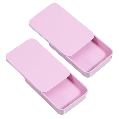 Kleine Dosen, 2 Stück Blechdose mit Deckel, 8×5×1.5cm Rosa Kleine Metalldose Rechteckige Metallbox Tragbare Mini Metalldosenbehälter Aufbewahrungsbox für Süßigkeiten Kleinen Gegenständen Ohrringen von FdcLixuvol