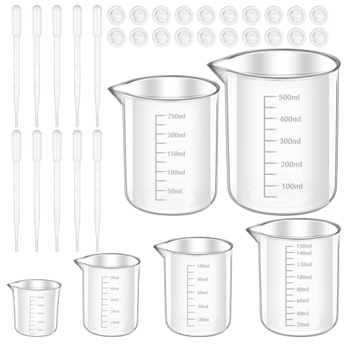 Messbecher Set 6 Stück Measuring Cups Messbecher 25ml 50ml 100ml 150ml 250ml 500ml Präzisions Hitzebeständig-Messbecher mit 10 Fingerling 20 Tropfer, Kunststoff Ml-Messbecher mit Skala für Labor Küche Messbecher Set 6 Stück Measuring Cups Messbecher 25ml 50ml 100ml 150ml 250ml 500ml Präzisions Hitzebeständig-Messbecher mit 10 Fingerling 20 Tropfer, Kunststoff Ml-Messbecher mit Skala für Labor Küche von FdcLixuvol