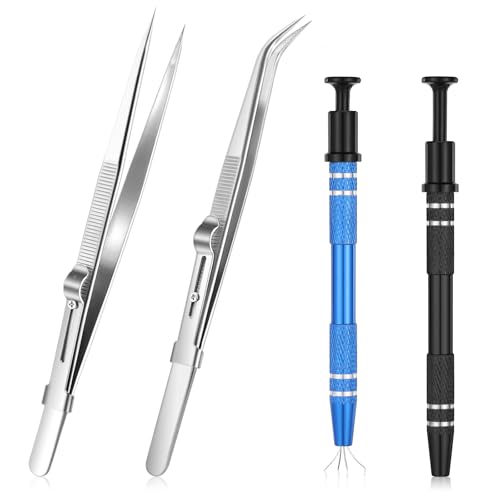 Piercing Zange, 4 Stück Piercing Kugel Aufdreher Schmuck Pinzette Kit Piercingn Zange für Kugeln Edelstahl Piercingn Kugel Zanges Pinzette Diamant Pick up Tool für Stein Diamant Schmuck Perlen Uhren von FdcLixuvol