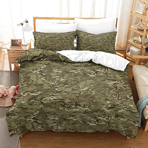 Bettbezug Set mit Camouflage Print Bettwäsche Set Bedruckte kuschelige weiche Bettbezug Sets mit Kissenbezügen mit Reißverschluss für Jungen und Herren Einzelbett (135 x 200 cm) von Fdetfs