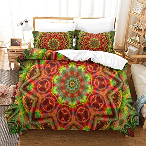 Mandala Muster Bettbezug Sets Bettwäsche Set kuscheliges weiches Quilt Bettwäsche Set mit Kissenbezügen mit Reißverschluss Einzelbett (135 x 200 cm) von Fdetfs