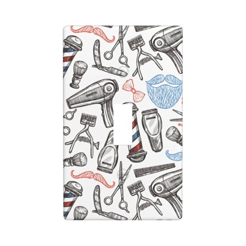 Barber Shop Monochromer Stil Druck Grafik Dekor Wandplatten Einzel Kippschalter Abdeckung Wandplatte Abdeckung Barber Shop Monochromer Stil Druck Grafik Dekor Wandplatten Einzel Kippschalter Abdeckung Wandplatte Abdeckung von Fdfekgvplp