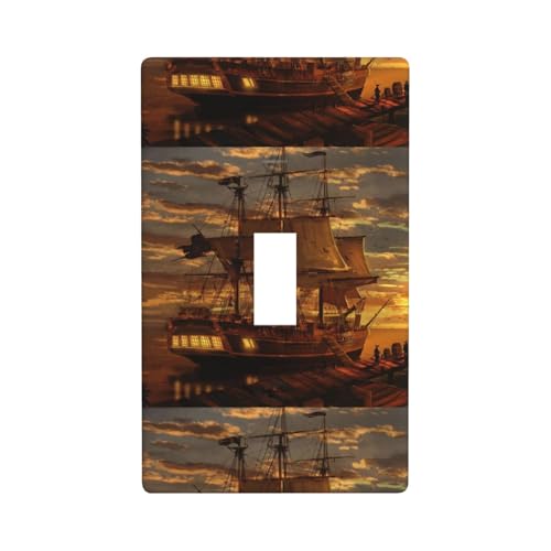 Fantasie-Piratenschiff-Druck, Grafik-Dekor-Wandplatten, einzelner Kippschalter, Abdeckung, Wandplatte von Fdfekgvplp
