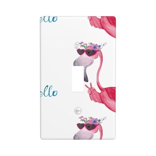 Hello Glasses Flamingo-Druck, Grafik-Dekor-Wandplatten, einzelne Kippschalter-Abdeckung, Wandplatte von Fdfekgvplp