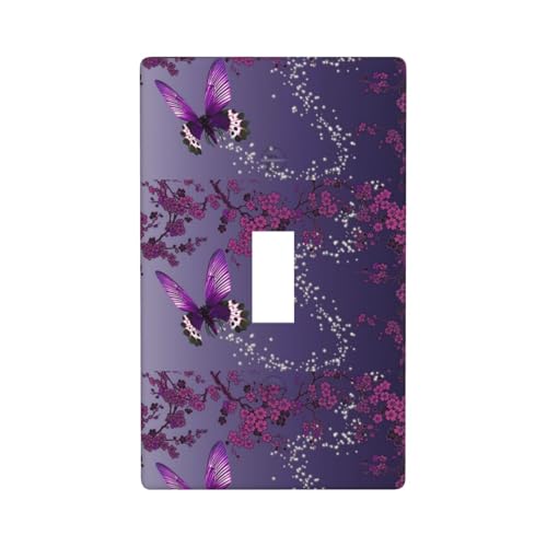 Lichtschalter-Abdeckung für Lichtschalter, Schmetterlings-Druck, Grafik, Dekor, Wandplatte, Violett Lichtschalter-Abdeckung für Lichtschalter, Schmetterlings-Druck, Grafik, Dekor, Wandplatte, Violett von Fdfekgvplp