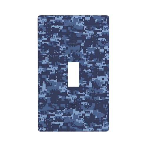 Lichtschalterabdeckung mit blauem Camouflage-Muster, Grafik-Dekor-Wandplatten, einzelne Kippschalter-Abdeckung von Fdfekgvplp