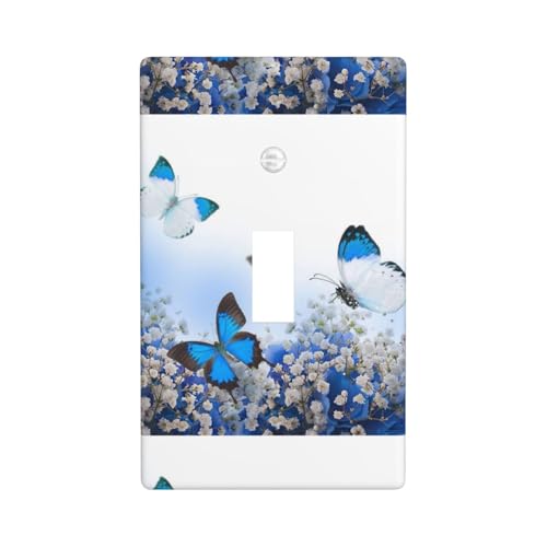 Lichtschalterabdeckung mit blauem Schmetterlings-Druck, Grafik-Dekor-Wandplatte, einzelne Kippschalter-Abdeckung Lichtschalterabdeckung mit blauem Schmetterlings-Druck, Grafik-Dekor-Wandplatte, einzelne Kippschalter-Abdeckung von Fdfekgvplp