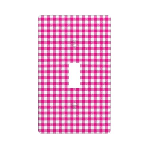Lichtschalterabdeckung mit rosa Karomuster, Grafik-Dekor-Wandplatte, einzelne Kippschalter-Abdeckung Lichtschalterabdeckung mit rosa Karomuster, Grafik-Dekor-Wandplatte, einzelne Kippschalter-Abdeckung von Fdfekgvplp