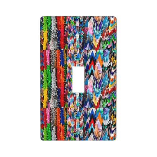 Origami-Lichtschalter-Abdeckung, mehrfarbig, Papierbastelkranichdruck, Grafik, Dekor, Wandplattenabdeckung von Fdfekgvplp