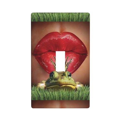 Red Lips Getting Ready To Kiss A Frog Print Graphics Decor Wallplates Single Toggle Light Switch Cover Wall Plate Cover von Fdfekgvplp