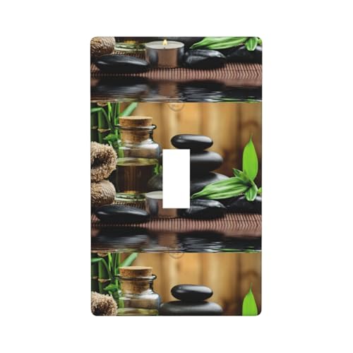 Stein- und Spa-Öl auf dem Holz in der Nähe eines Teichs, Grafik-Dekor-Wandplatten, einzelne Kipp-Lichtschalter-Abdeckung, Wandplattenabdeckung Stein- und Spa-Öl auf dem Holz in der Nähe eines Teichs, Grafik-Dekor-Wandplatten, einzelne Kipp-Lichtschalter-Abdeckung, Wandplattenabdeckung von Fdfekgvplp