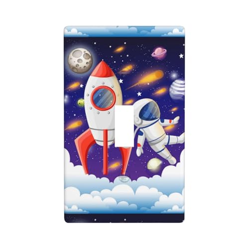 Universum Astronaut Rakete Galaxie Druck Grafik Dekor Wandplatten Einzel Kippschalter Abdeckung Wandplatte Abdeckung von Fdfekgvplp