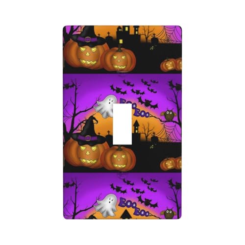 Wandplatte für Lichtschalter, Motiv: Halloween-Eule, Geist, Kürbis, Druck, Grafik, Dekor, Einzel-Wechselschalter von Fdfekgvplp