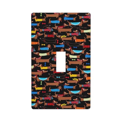 Wandplatte mit Aufschrift "I Love My Dog", Dackel-Druck, Grafik-Dekor, Einzel-Wippschalter-Abdeckung, Wandplatte von Fdfekgvplp