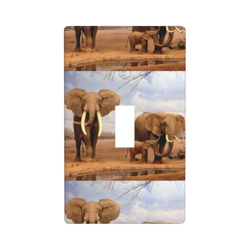 Wandplatte mit Elefanten-Familien-Druck, Grafik-Dekor-Wandplatte, einzelne Kippschalter-Abdeckung von Fdfekgvplp