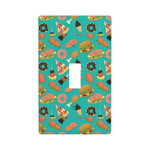 Wandplatte mit Hamburger-Donut-Druck, Grafik-Dekor-Wandplatten, einzelner Kippschalter, Abdeckung für Wandplatte Wandplatte mit Hamburger-Donut-Druck, Grafik-Dekor-Wandplatten, einzelner Kippschalter, Abdeckung für Wandplatte von Fdfekgvplp