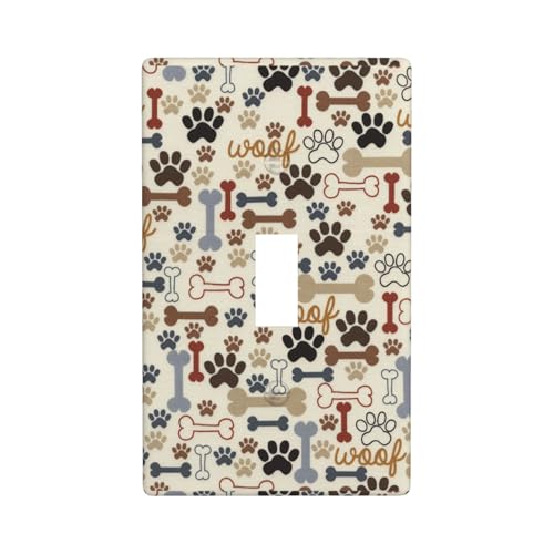 Wandplatte mit Hundeknochen und Pfotenabdruck, einzelne Kippschalter, Abdeckung für Lichtschalter Wandplatte mit Hundeknochen und Pfotenabdruck, einzelne Kippschalter, Abdeckung für Lichtschalter von Fdfekgvplp