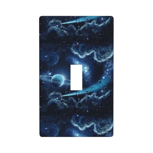 Wandplatte mit Mond-, Sterne- und Planeten-Druck, Grafik-Dekor-Wandplatte, einzelne Kippschalter-Abdeckung von Fdfekgvplp
