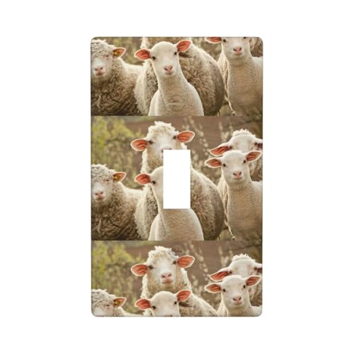 Wandplatte mit Schaf- und Lämmer-Druck, Grafik-Dekor-Wandplatte, einzelne Kippschalter-Abdeckung von Fdfekgvplp