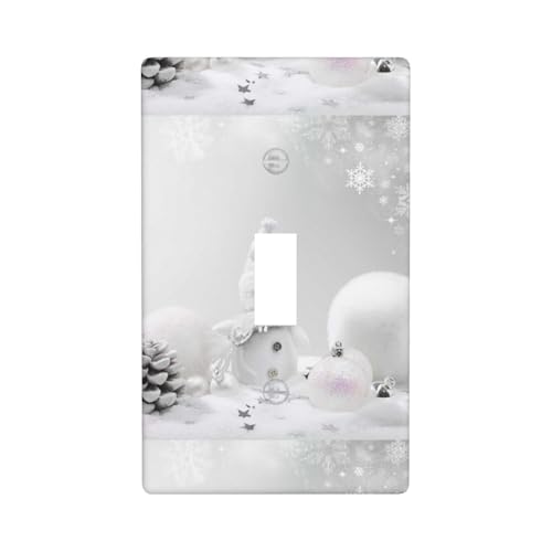 Wandplatte mit Schneemann, Sternen und Schneeblumen, Druck, Grafik, Dekor, Wandplatte, einzelne Kippschalter-Abdeckung von Fdfekgvplp