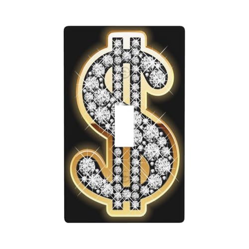 Wandplatte mit goldenem Dollarzeichen-Druck, Grafik-Dekor, einzelne Kippschalter-Abdeckung, Wandplatte von Fdfekgvplp