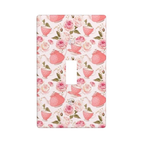 Wandplatte mit rosa Teekannen-Druck, Grafik-Dekor, einzelne Kippschalter-Abdeckung, Wandplattenabdeckung von Fdfekgvplp
